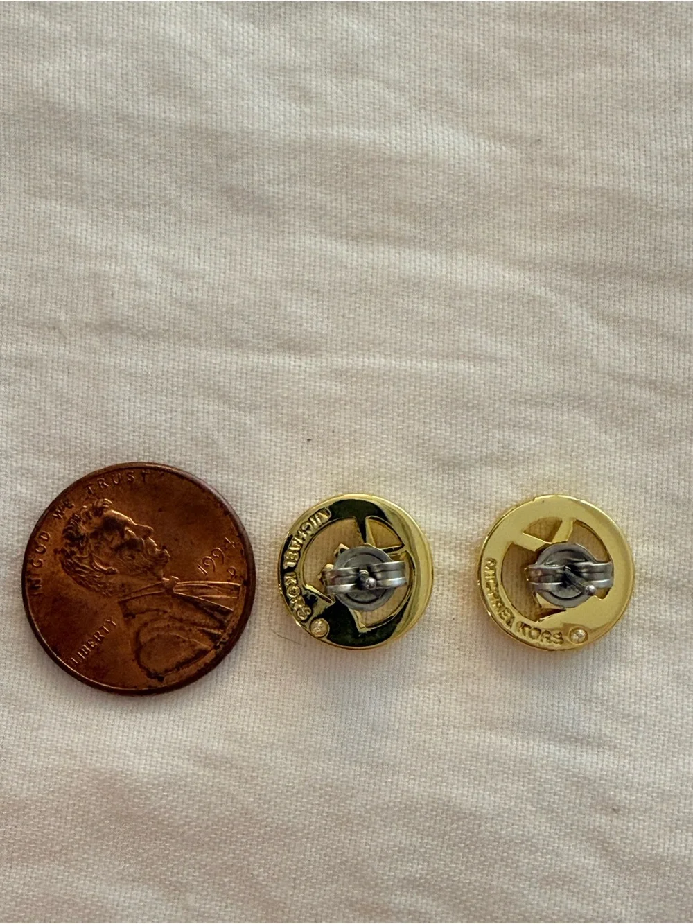 Michael Kors Gold-Tone Crystal Logo Stud Earrings -